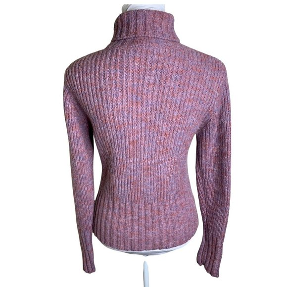 Levi's Lavender Melange Turtleneck Chunky Cable Knit Pullover Sweater Womens M - Picture 7 of 9
